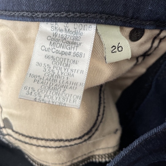 Womens RAG & BONE Dark Wash Midnight Slim Skinny Jeans Sz 26 Lamb Leather - Picture 2 of 9